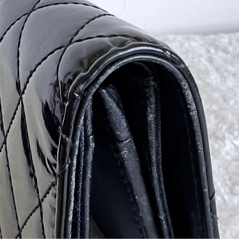 Chanel Classic Long Flap Wallet in Black Quilted Patent Leather - Picture 14 of 15